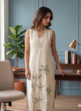 Beige Linen Ready to Wear Kurta Set with Dupatta Geetha Creation
