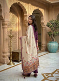 Vanya Wine Viscose Silk Hand-Block Print Kurta Set Geetha Creation