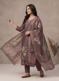Deep Plum PureTissue Kurti Set with Hand-Embroidered Neckline Geetha Creation