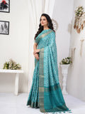 Caribbean Geometric Chapa Handloom Tussar Saree C2 Geetha Creation