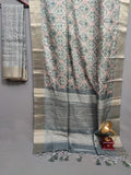 Ethnic Charcoal With Pink Melody Handloom Tussar Saree C4