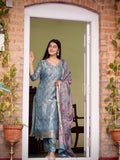 Exquisite Emerald in Bloom Ready to Wear Silk Kurti Set