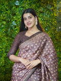 Mauve Maze Kantha Stitch Tussar Saree