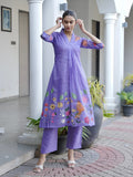Gulbahaar Grace Purple Hand Painted Co-ord set Geetha Creation