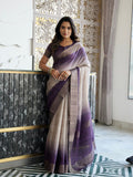 Luxurious Lavender with Chikoo Semi Tussar Saree Geetha Creation