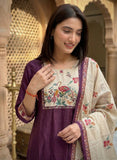 Vanya Wine Viscose Silk Hand-Block Print Kurta Set Geetha Creation