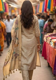 Natural Linen Beige Pure Viscose Kurta Set