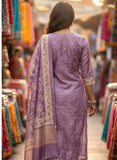 Dusky Lavender Pure Viscose Hand-Embroidered Kurta Set