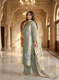 Mint Green Cotton Ready to Wear Kurta Set with Floral Dupatta Geetha Creation