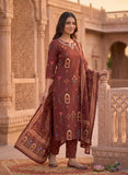 Deep Maroon Cotton Ethnic Kurta Pant Dupatta Set Geetha Creation