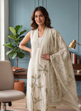 Beige Linen Ready to Wear Kurta Set with Dupatta Geetha Creation