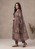 Deep Plum PureTissue Kurti Set with Hand-Embroidered Neckline Geetha Creation