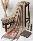 Beige Semi Tussar Saree with Checked Weave & Swan Pallu Design Geetha Creation