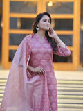Gulnar Peach Ready to Wear Silk Kurti Set Geetha Creation