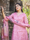 Sunset Pink A-Line Ready to Wear Satin Silk Kurti Set