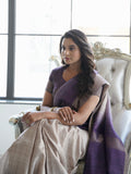 Luxurious Lavender with Chikoo Semi Tussar Saree Geetha Creation