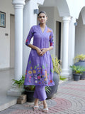 Gulbahaar Grace Purple Hand Painted Co-ord set Geetha Creation