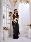 Pure Black Checks with Copper Glow Tussar Silk Saree Geetha Creation