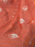 Classic Chikoo Orange Shibori Cotton Silk Saree Geetha Creation