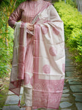 Beige and Rust Striped Semi Formal Ready to Wear Silk Kurta Set Geetha Creation