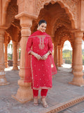 Red Bandhani Pure Organza Ready to wear Kurta set Geetha Creation