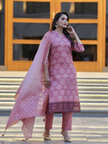 Gulnar Peach Ready to Wear Silk Kurti Set Geetha Creation