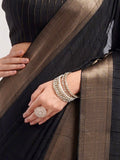 Pure Black With Copper Glow Tussar Silk Saree Geetha Creation