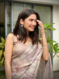 Lilac Vineyard Floral Radiant Satin Saree CSB1