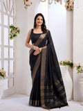 Pure Black With Copper Glow Tussar Silk Saree Geetha Creation