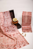 Blush Red Pure Handloom Semi Tussar Two Piece Set