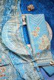 Rich Embroidered Pure Viscose Powder Blue Unstitched Suit Set