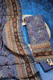 Rich Embroidered Pure Viscose Metallic Blue Unstitched Suit Set
