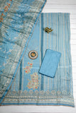 Rich Embroidered Pure Viscose Powder Blue Unstitched Suit Set