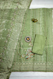Rich Embroidered Pure Viscose Green Mist Unstitched Suit Set