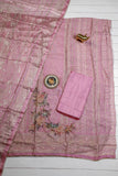 Rich Embroidered Pure Viscose Sea Pink Unstitched Suit Set