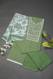 Mehndi Green Striped Pure linen Suit Set