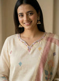 Pastel Floral Linen Ready to Wear Kurti Set Geetha Creation