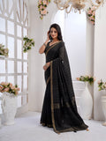 Pure Black Checks with Copper Glow Tussar Silk Saree Geetha Creation
