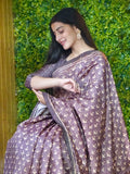 Mauve Maze Kantha Stitch Tussar Saree Geetha Creation