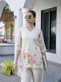 Gracious Glow in Beige Hand Painted Co-ord set Geetha Creation