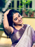 Luxurious Lavender with Chikoo Semi Tussar Saree