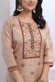 Rustic Beige Ready To Wear Silk kurta Set Geetha Creation