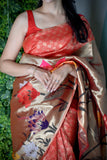 Super Rich Gold and Red Semi Paithani saree Geetha Creation