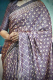 Mauve Maze Kantha Stitch Tussar Saree Geetha Creation