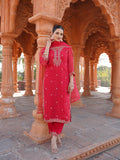 Red Bandhani Pure Organza Ready to wear Kurta set