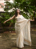 Vanilla Soft Satin Saree with Fusion Embroidery CSE Geetha Creation