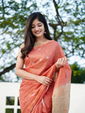 Classic Chikoo Orange Shibori Cotton Silk Saree