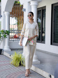 Gracious Glow in Beige Hand Painted Co-ord set Geetha Creation