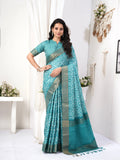 Caribbean Geometric Chapa Handloom Tussar Saree C2 Geetha Creation