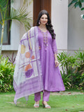 Smooth Lilac Ethnic Linen A-Line Dress Geetha Creation